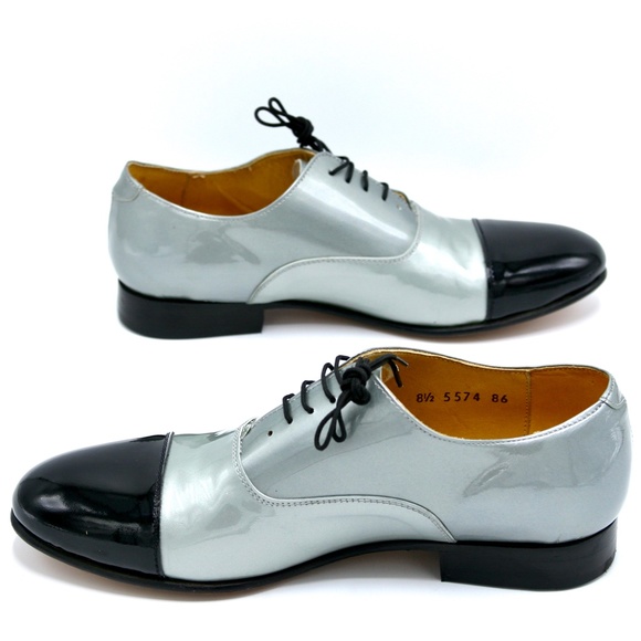 DIEPPA RESTREPO Joe Patent Leather Silver/Black Oxfords Brogues Women - Picture 5 of 15